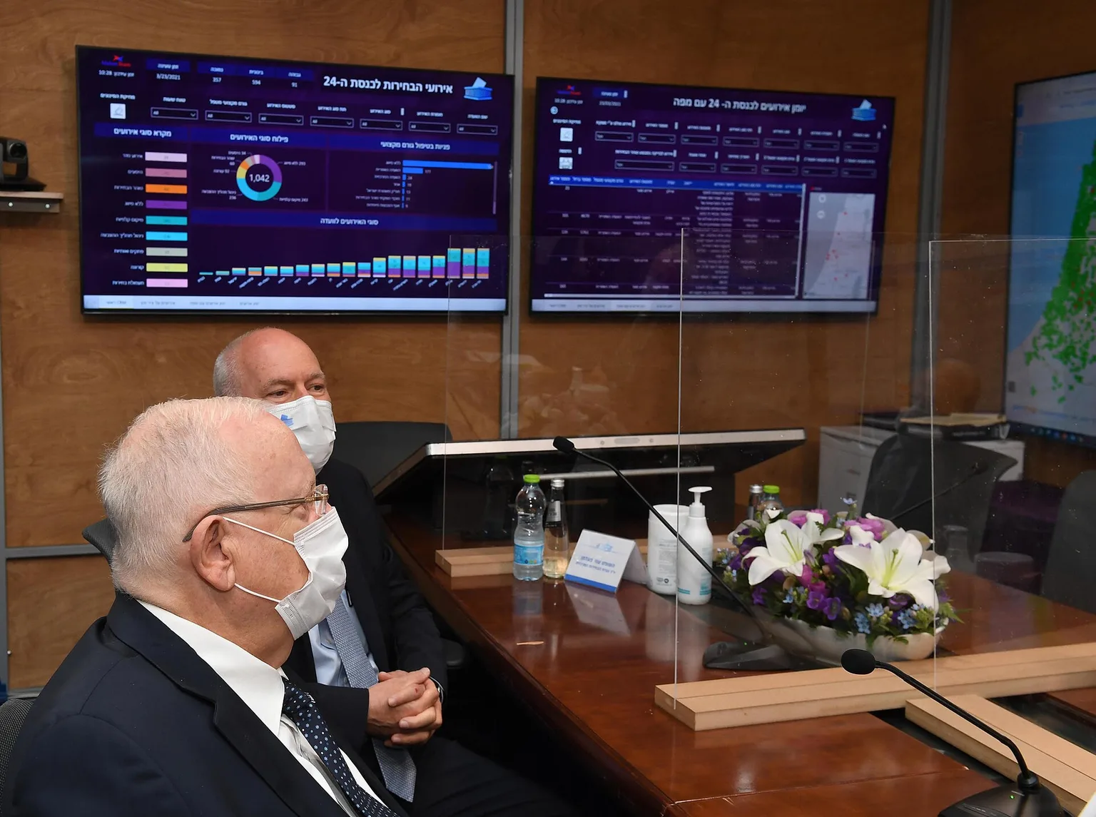 מסכי נתוני בחירות בוועדת הבחירות המרכזית